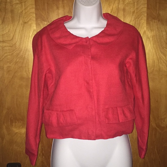 Brand New Carlisle Cropped Red Linen Jacket! Size 2 NWT